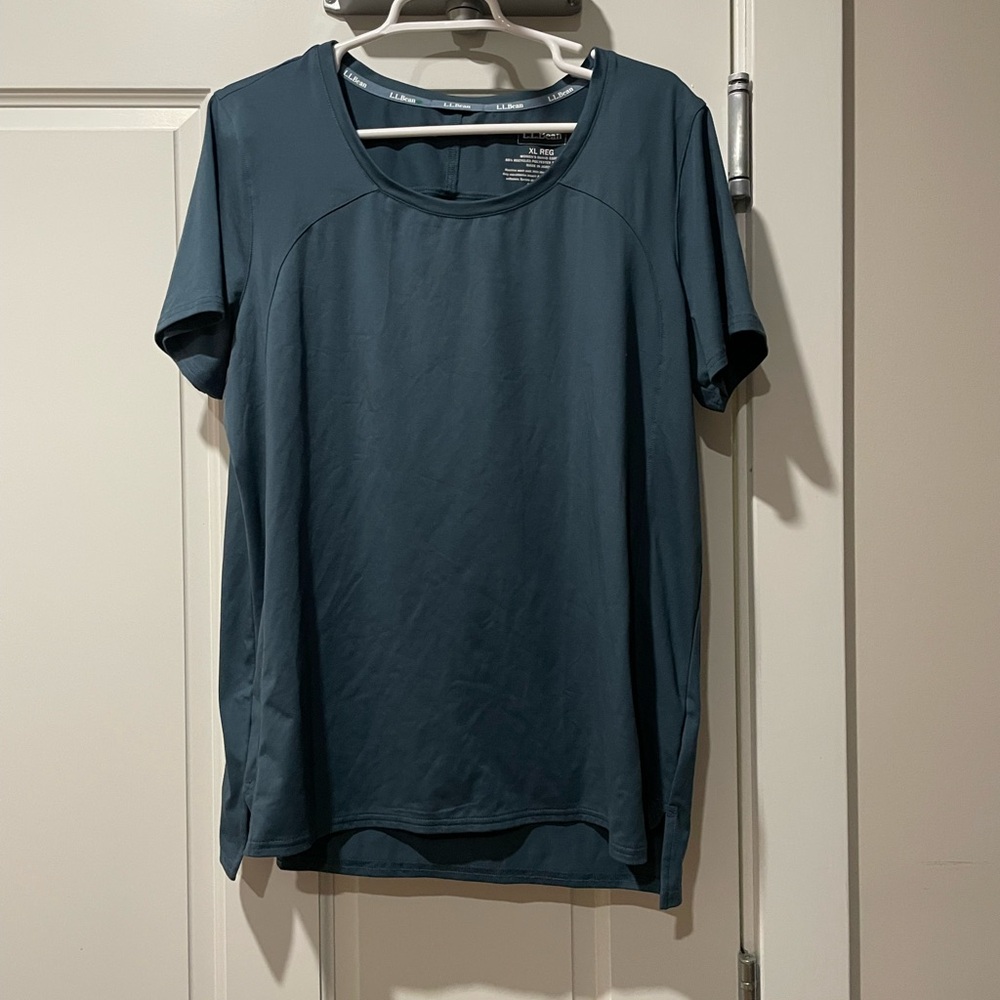 L.L. Bean Women's Short Sleeve Scoop Neck Tee - Slate Teal size xl